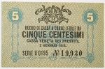 Numismática, Itália. Cédula de 5 Centesimi 1918 P-M1 FE