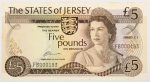 Numismática, Ilha de Jersey. Cédula de 5 Libras P-12a FE