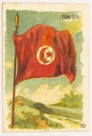 Colecionismo - Figurinha de Cigarro - Bandeira da Tunisia - Grande Manufactura de Fumos e Cigarros José francisco Corrêa & Cia - Rua da Assembleia 94 a 98 - RJ - 4,8 x 7cm - Nova