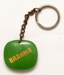 Colecionismo - Antigo Chaveira da Cia Cervejaria Brahma - Em resina cristal - Logotipo em letras douradas sobre fundo verde