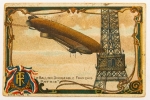 Colecionismo - Cartão de propaganda Francês da Chapellerie Bennet - Mostra o Dirigivel `Patrie` próximo a torre Eiffel.