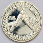 Numismática, USA 1 Dollar em Prata Encapsulado 1988 S - 26,73g Prata 900 - KM 222. Olimpíadas