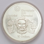 Numismática, Canada 10 Dollars 1974 Prata Jogos Olímpicos de Montreal Encapsulada KM 93 Prata 925 48,6g