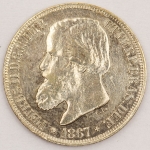 Numismática, Brasil. 200 Reis 1867 Prata Cabecinha