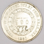 Numismática, Brasil 3º Sistema Monetário 2º Tipo - Prata 500 Reis. 1860 - Gravado a Buril JJ&