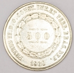 Numismática, Brasil 3º Sistema Monetário 2º Tipo - Prata 500 Reis. 1860