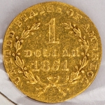 Numismática, USA Dollar 1851 Réplica em Ouro 1,2g