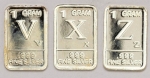 Numismática. Barras de Prata 999 3 Unidades, Ótima Oportunidade para Completar Sua Coleção do Alfabeto, Letras  V X Z