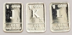 Numismática. Barras de Prata 999 3 Unidades, Ótima Oportunidade para Completar Sua Coleção do Alfabeto, Letras J - K - L