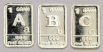Numismática. Barras de Prata 999 3 Unidades, Ótima Oportunidade para Completar Sua Coleção do Alfabeto, Letras A - B - C