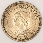 Numismática, Brasil. Curiosidade - Moeda 500 Reis 1889 - com Gravação a Buril P. de Cristal / 30-10-1898 - Pertenceu a Coleção J. Vinicius - Prata 5,9g Para Estudo