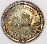 Numismática, Índia. Medalha Descobrimento da Índia.1498 - 4º Centenário. Linda Peça em Prata 30mm. Brilho da Cunhagem Aparente