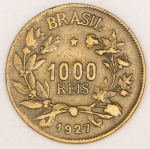 Numismática, Brasil 1000 Reis 1927 Bronze