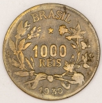Numismática, Brasil 1000 Reis 1930 Rara Delaminação na Cunhagem V 133