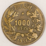 Numismática, Brasil 1000 Reis 1931 V 134 Belo Exemplar