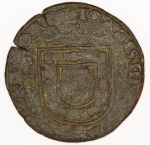 Numismática, Portugal X Reais João III 1538-1555. Cobre 38mm 16,6g UC 19 Peça que Circulou Possivelmente no Brasil