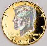 Numismática, USA Half Dollar com Efeitos Holográficos Banhado a Ouro Encapsulado 2013 Magnífico