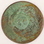 Numismática, Brasil Cobre Proveniente Fazenda do Rio de Janeiro. Optamos por Manter a Pátina Original do Achado. 80 Reis com Carimbo de 40 1832 R Rio
