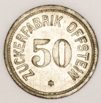 Numismática, Alemanha Magnífica Peça Proveniente de Coleção Adquirida na Alemanha. 50 Pfennig - Fábrica de Açúcar Offstein Rara