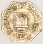 Numismática, Alemanha Magnífica Peça Proveniente de Coleção Adquirida na Alemanha. 50 Pfennig. Ravensburg. Kriegsgeld. `DINHEIRO de Guerra` 1918