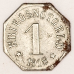 Numismática, Alemanha Magnífica Peça Proveniente de Coleção Adquirida na Alemanha. Kriegsnotgeld - `DINHEIRO de Guerra` 1 Pfennig 1918 Valor Raro. Rothenburg