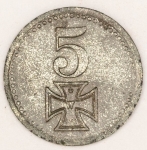 Numismática, Alemanha Magnífica Peça Proveniente de Coleção Adquirida na Alemanha. 5 Pfennig 1917 Rothenburg Cruz