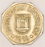 Numismática, Alemanha Magnífica Peça Proveniente de Coleção Adquirida na Alemanha. 5 Pfennig Ravensburg 1918 Irretocável