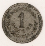 Numismática, Alemanha Magnífica Peça Proveniente de Coleção Adquirida na Alemanha. Peça Rara de 1 marco do Campo de Prisioneiros (OFICIAIS) de Stralsund - Danholm. Alta Cotação