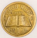 Numismática, Brasil 1000 Reis 1935 Módulo Maior