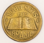 Numismática, Brasil 1000 Reis 1935 Módulo Maior