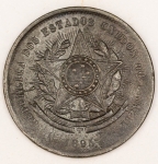 Numismática, Brasil 20 Reis Bronze Estimada `VINTEM Poupado Vintem Ganho` * B 801 - 1895 Difícil
