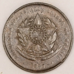 Numismática, Brasil 20 Reis Bronze Estimada `VINTEM Poupado Vintem Ganho` - 1897 Raríssima Excelente Estado B 803