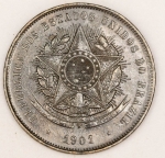 Numismática, Brasil 20 Reis Bronze Estimada `VINTEM Poupado Vintem Ganho` - 1901 B 807 Magnífica