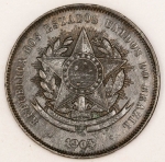 Numismática, Brasil 20 Reis Bronze Estimada `VINTEM Poupado Vintem Ganho` 1904 B 808 Perfeita