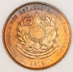 Numismática, Brasil 20 Reis Bronze Estimada `VINTEM Poupado Vintem Ganho` 1912 B 815 - Rara