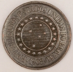 Numismática, Brasil 40 Reis Bronze `A Economia Faz a Prosperidade` Proveniente de Coleção 1908 B 826
