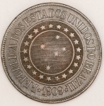 Numismática, Brasil 40 Reis Bronze `A Economia Faz a Prosperidade` Proveniente de Coleção 1909 - B 827