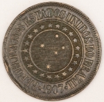Numismática, Brasil 40 Reis Bronze `A Economia Faz a Prosperidade` Proveniente de Coleção 1907 B 825