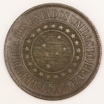 Numismática, Brasil 40 Reis Bronze `A Economia Faz a Prosperidade` Proveniente de Coleção 1897 B 821