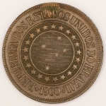 Numismática, Brasil 40 Reis Bronze `A Economia Faz a Prosperidade` Proveniente de Coleção 1900 B 823 Linda