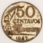 Numismática, Brasil 50 Centavos 1967 Falsa de Época