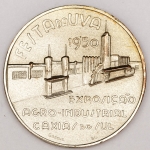 Numismática, Brasil Medalha Exposição Agro-industrial - Caxias do Sul - 1950 75º Aniversário da Colonização Itálica no RGS. Peça Não Catalogada em Bronze Prateado - 34mm 23,8g
