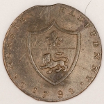 Numismática, Inglaterra Meio Penny de Lancaster 1792 Cunhado Devido a Escassez de Moedas. Perfeito 29mm