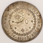 Numismática, Brasil 960 Reis 1826 R Rio com Carimbo Piratini Linda Peça. Curiosidade Numismática
