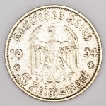 Numismática, Alemanha Deutsches Reich - 1934 5 Reichsmark 1934 D Prata 900 14g 29mm