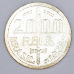 Numismática, Brasil 2000 Reis 1935 Caxias Prata