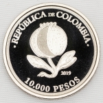 Numismática, Colômbia Moeda Comemorativa do Bicentenário da Independência 10.000 Pesos 2019. Encapsulada. na Apresentação LUXO