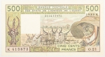 Numismática, África de L` Ouest 500 Francs