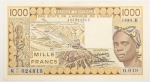 Numismática, África de L` Ouest 1000 Francs