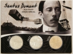 Numismática, Brasil Santos Dumont Cartela com 3 Datas 1936, 1937, 1938 - Prata
